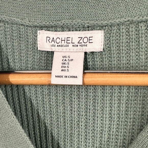 Rachel Zoe Sage Green Button Henley Sweater Women’s Small – Textured Rib Knit - Picture 3 of 6